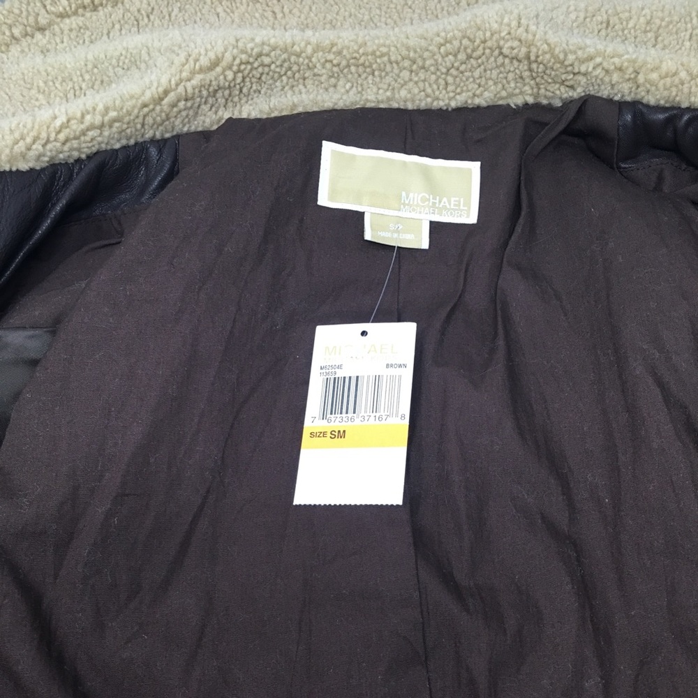 Michael Kors Brown Leather Moto Jacket NWT - Picture 5 of 7